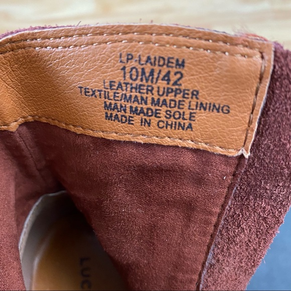 LUCKY BRAND 🫁 Laidem Venetian Red Suede Bootie - Size 10 - Picture 6 of 7